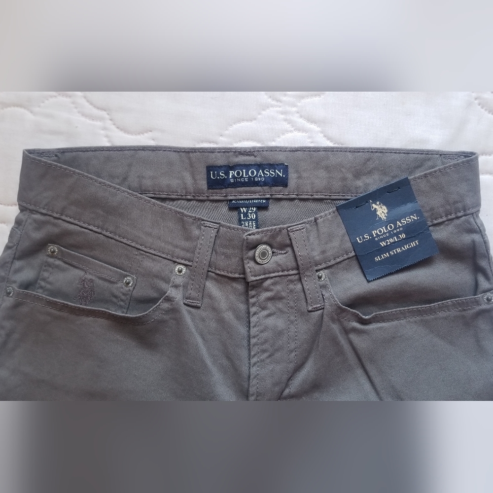 US Polo Assn. Men's Slim Straight Gray Chino Pants